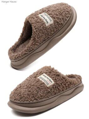 Memory Foam Fuzzy House Slippers Waterproof EVA Sole